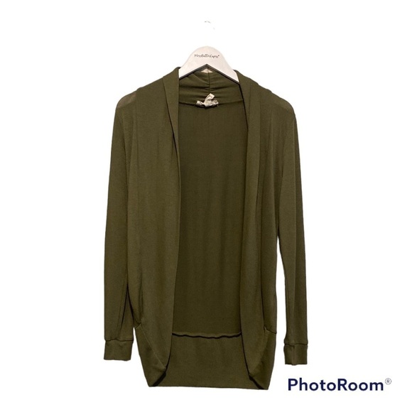 Sws Basic | army green, long sleeve, long open  Cardigan | Size small - Picture 1 of 11